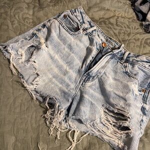 American Eagle Outfitters Ripped Light Blue Jean Shorts